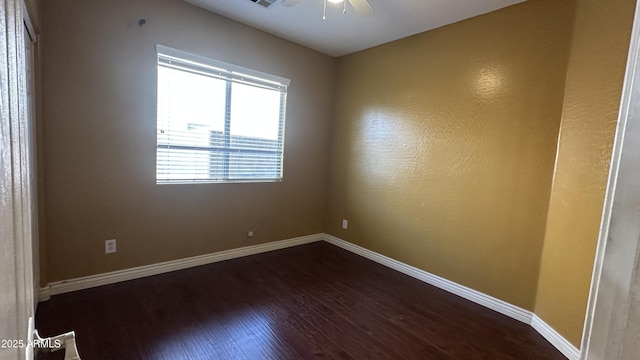 7511 S 45th Dr, Laveen, AZ 85339 - unfurnished room with dark wood-style floors, visible vents, baseboards, and ceiling fan