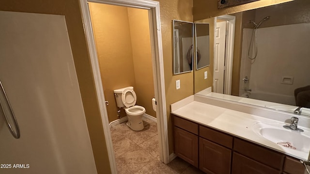 7511 S 45th Dr, Laveen, AZ 85339 - full bathroom featuring baseboards, toilet, bathtub / shower combination, tile patterned floors, and vanity