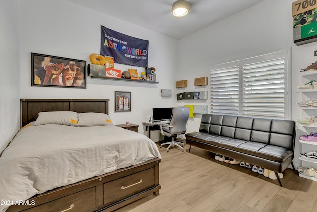 bedroom with light hardwood / wood-style flooring