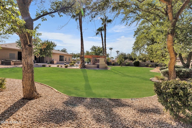 view of property's community featuring a yard