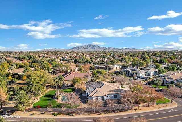 bird's eye view with a mountain view