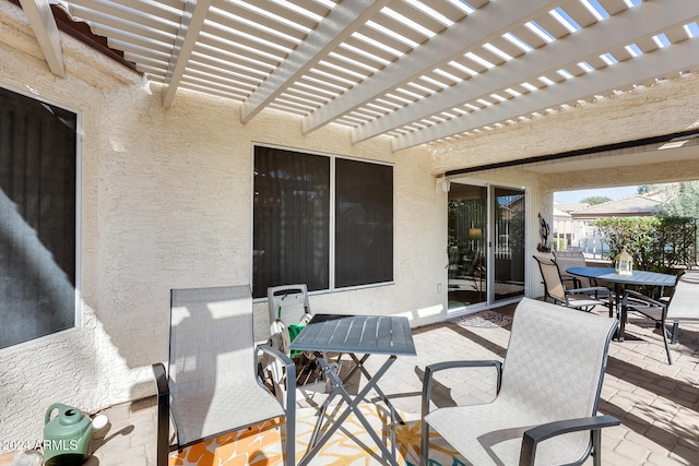 view of patio / terrace featuring a pergola