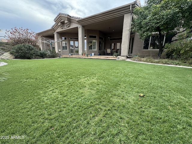 back of house featuring a yard