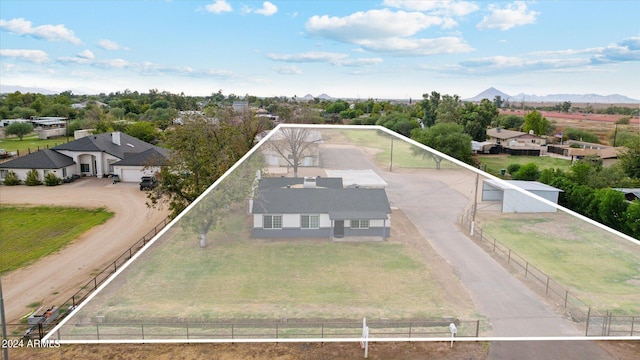 aerial view featuring a mountain view