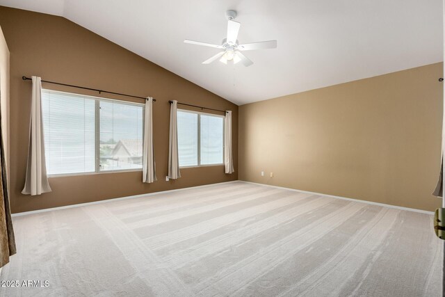1403 W Goldfinch Way, Chandler, AZ 85286 - empty room with lofted ceiling, a ceiling fan, and light carpet