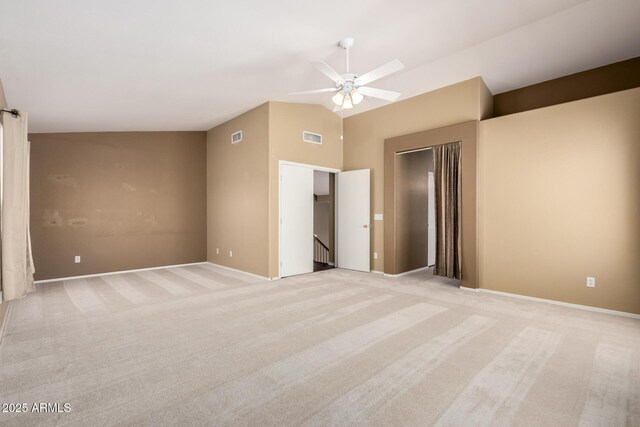 1403 W Goldfinch Way, Chandler, AZ 85286 - unfurnished bedroom with vaulted ceiling, light colored carpet, and ceiling fan