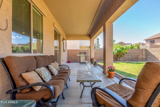 view of patio featuring an outdoor living space