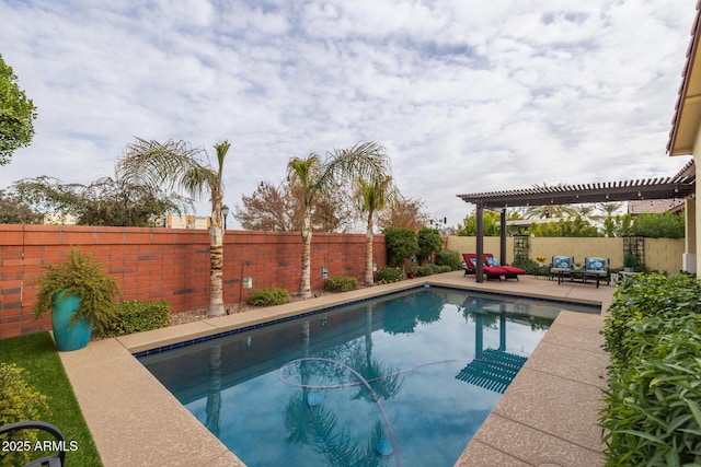 view of swimming pool with a pergola and a patio