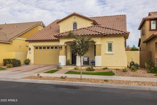 mediterranean / spanish-style home with a garage