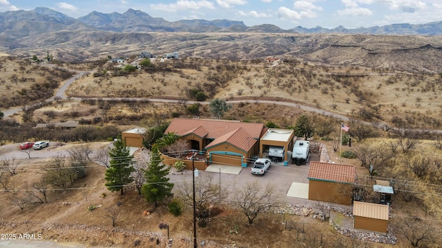 drone / aerial view with a mountain view