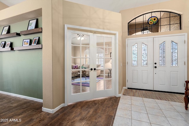 3797 N 156th Dr N, Goodyear, AZ 85395 - entrance foyer featuring baseboards, ceiling fan, and wood finished floors