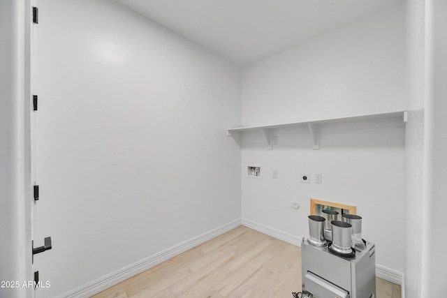 5875 N 193rd Dr, Litchfield Park, AZ 85340 - laundry room with wood finished floors, baseboards, hookup for an electric dryer, laundry area, and hookup for a gas dryer
