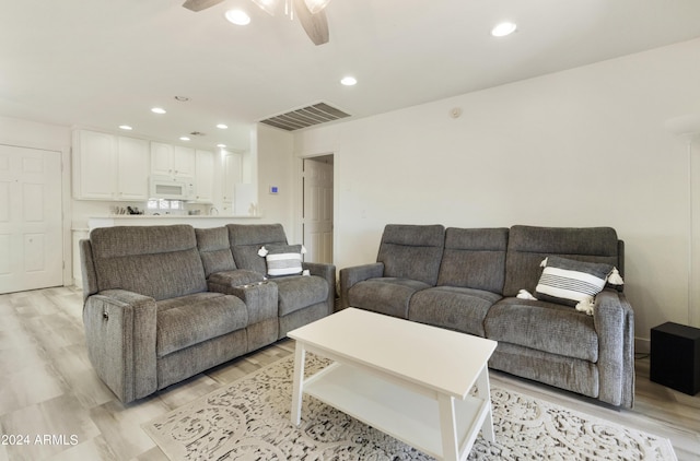 14910 N Kings Way Unit 206, Fountain Hills, AZ 85268 - living area featuring light wood-style floors, recessed lighting, and a ceiling fan