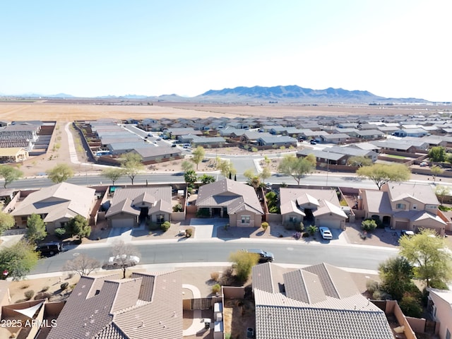 aerial view with a mountain view and a residential view