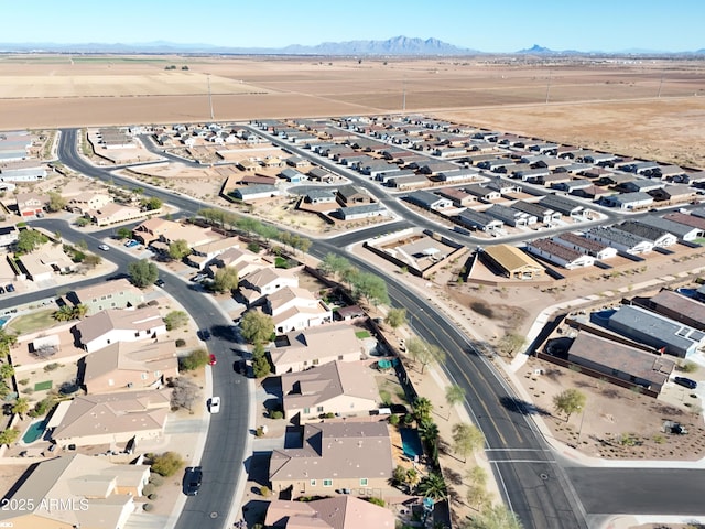 bird's eye view featuring a mountain view and a residential view