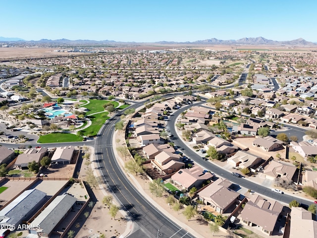 aerial view with a residential view and a mountain view