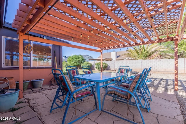 view of patio / terrace featuring a pergola