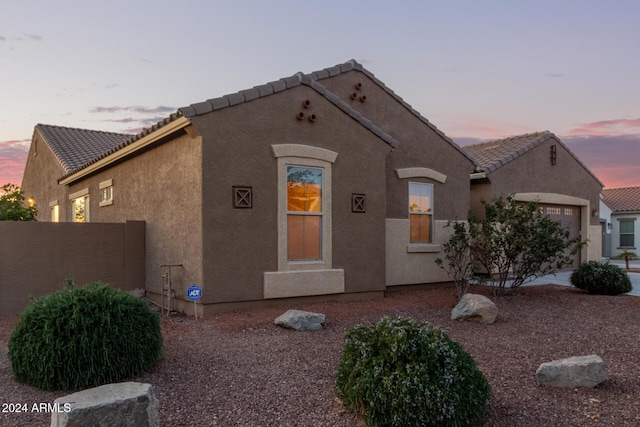 view of front of house with a garage