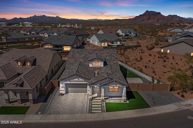 5860 E Sanford St, Mesa, AZ 85215 - aerial view at dusk featuring a residential view and a mountain view