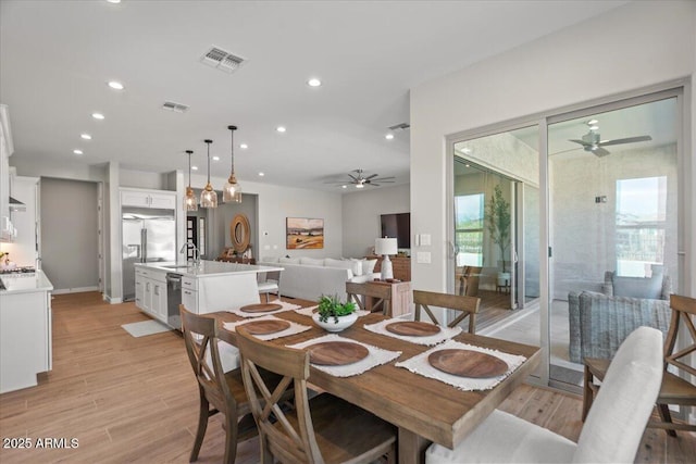 5860 E Sanford St, Mesa, AZ 85215 - dining area with recessed lighting, visible vents, and a ceiling fan
