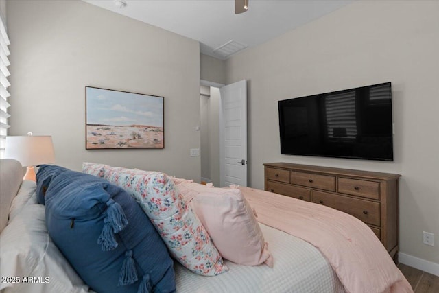 5860 E Sanford St, Mesa, AZ 85215 - bedroom featuring wood finished floors, ceiling fan, and baseboards