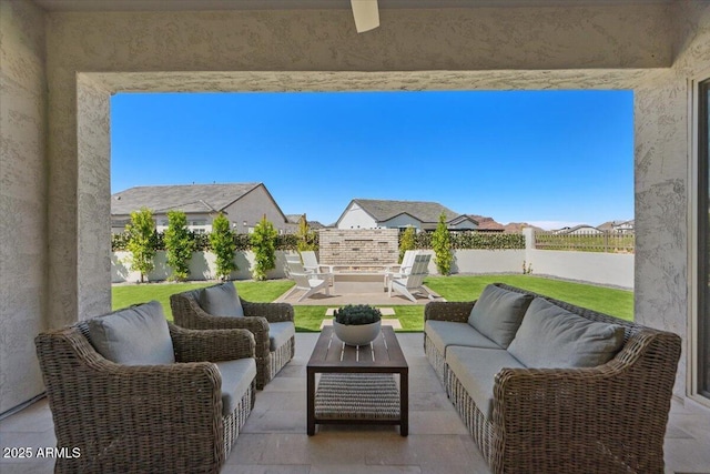 5860 E Sanford St, Mesa, AZ 85215 - view of patio / terrace featuring a fenced backyard, outdoor lounge area, and a residential view