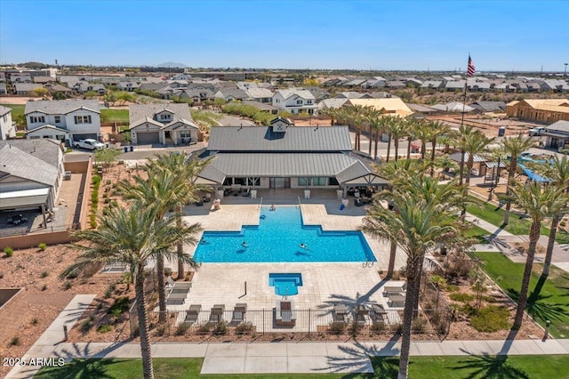 5860 E Sanford St, Mesa, AZ 85215 - view of swimming pool with a residential view, a patio, and fence