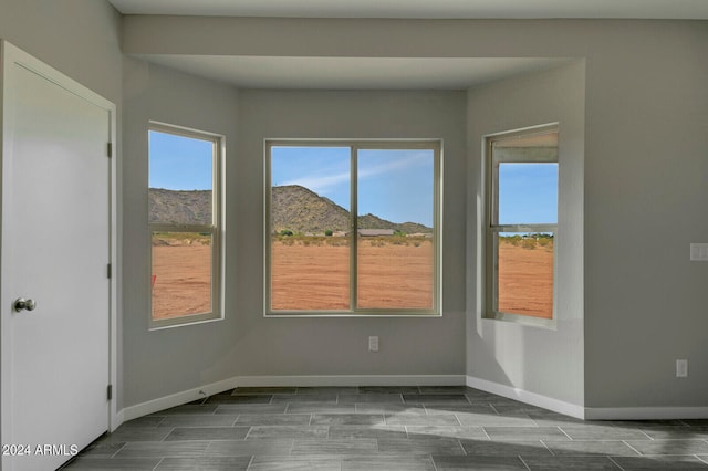 empty room with a mountain view