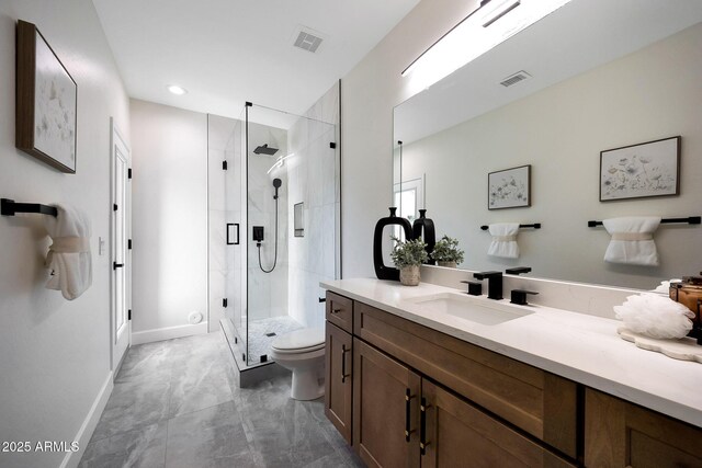 6435 E Monte Cristo Ave, Scottsdale, AZ 85254 - bathroom with vanity, a stall shower, and recessed lighting