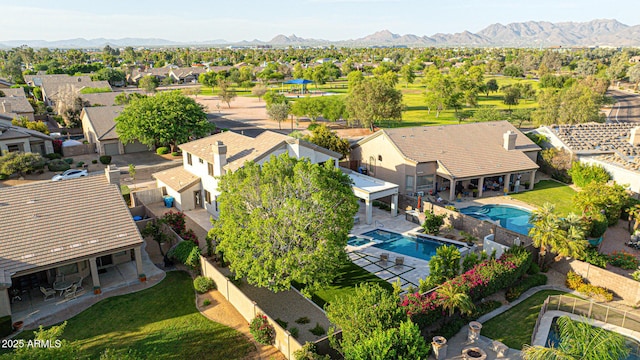 6435 E Monte Cristo Ave, Scottsdale, AZ 85254 - aerial view of residential area featuring a pool and mountains