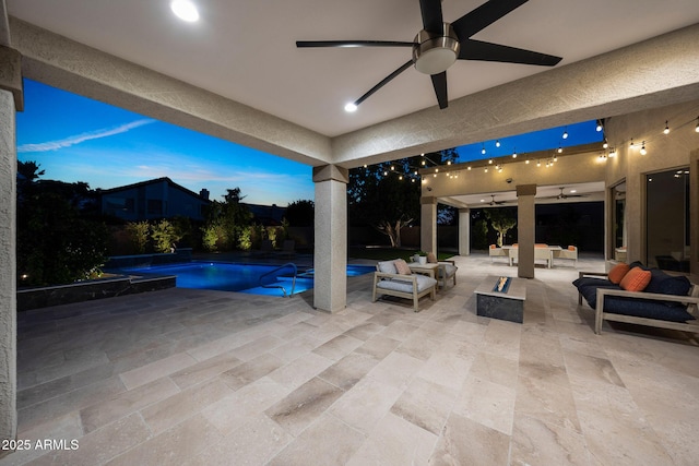 6435 E Monte Cristo Ave, Scottsdale, AZ 85254 - view of patio with an outdoor hangout area and a ceiling fan