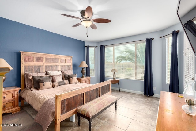 3937 N Smithsonian Dr, Florence, AZ 85132 - bedroom featuring baseboards, ceiling fan, and light tile patterned floors