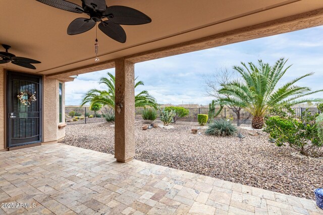 3937 N Smithsonian Dr, Florence, AZ 85132 - view of patio featuring a fenced backyard and ceiling fan
