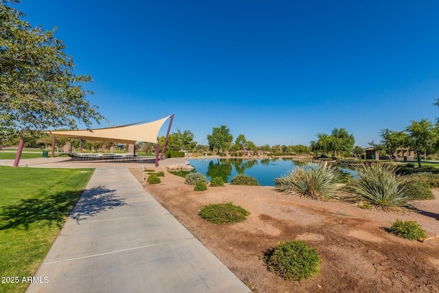 3937 N Smithsonian Dr, Florence, AZ 85132 - view of community featuring a gazebo, a water view, and a yard