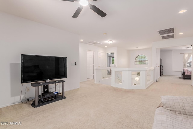 6276 N 75th Ln, Glendale, AZ 85303 - living area featuring a ceiling fan, carpet, recessed lighting, and baseboards