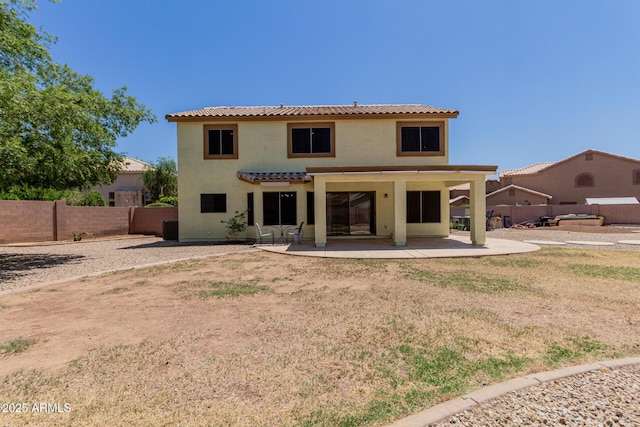 6276 N 75th Ln, Glendale, AZ 85303 - rear view of house featuring a patio area, stucco siding, a fenced backyard, and a tiled roof