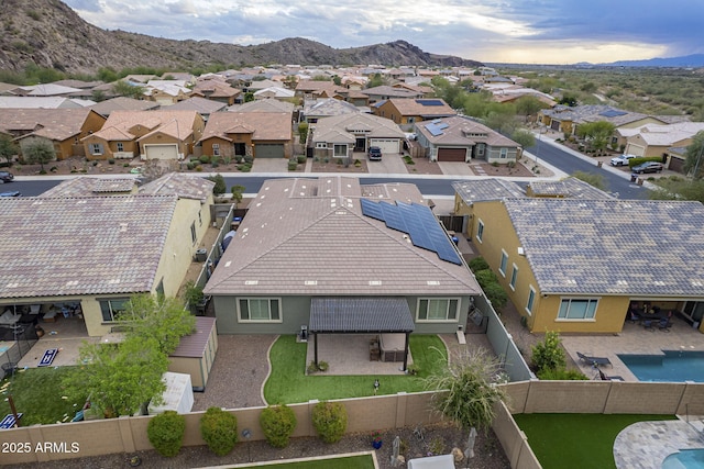 aerial view with a residential view and a mountain view