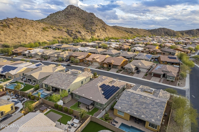 bird's eye view with a mountain view and a residential view