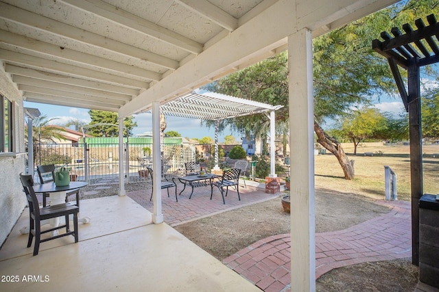 view of patio featuring a pergola