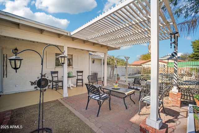 view of patio featuring a pergola