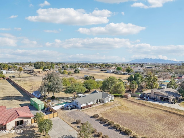 bird's eye view with a mountain view