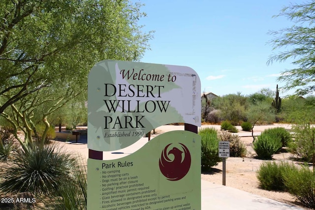 view of community sign