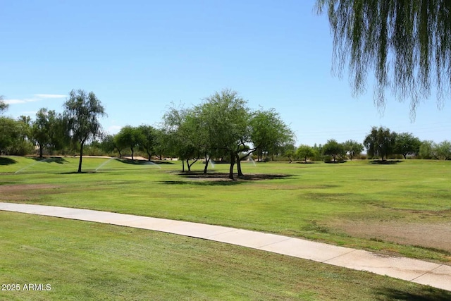 view of property's community featuring a lawn