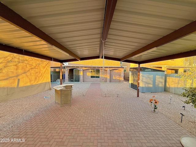 view of patio / terrace with an outdoor structure