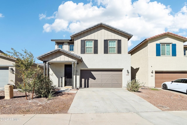 view of front of home with a garage