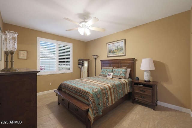 bedroom featuring ceiling fan