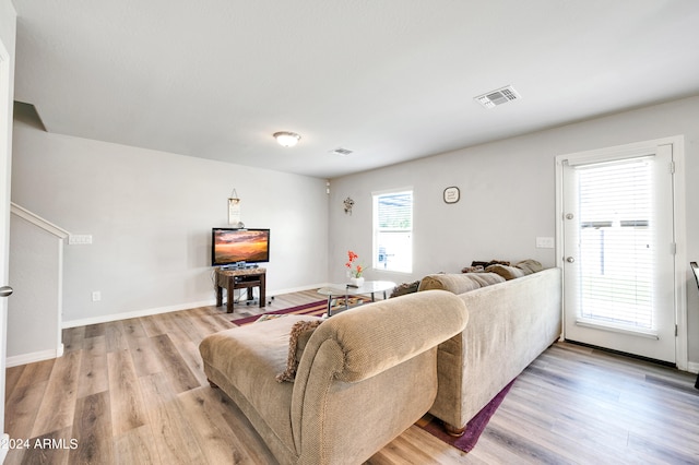 living room featuring light hardwood / wood-style flooring