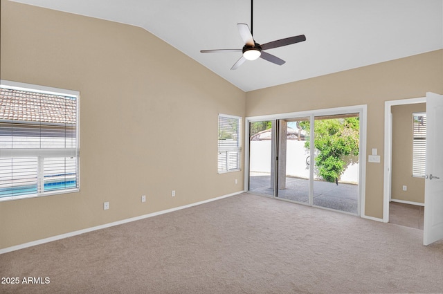 5252 W Pontiac Dr, Glendale, AZ 85308 - spare room with ceiling fan, baseboards, vaulted ceiling, and plenty of natural light