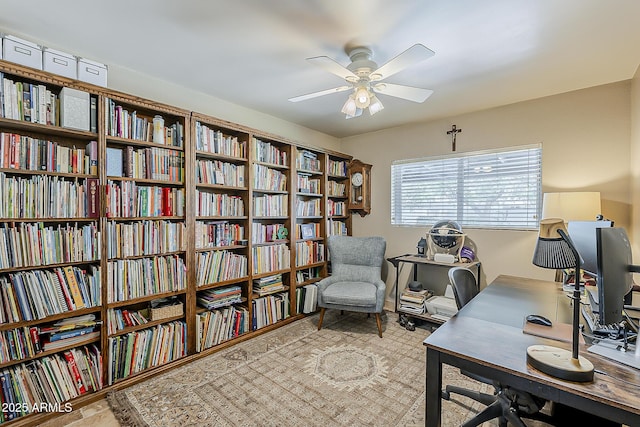 402 E Claremont St, Phoenix, AZ 85012 - office space with a ceiling fan and wall of books