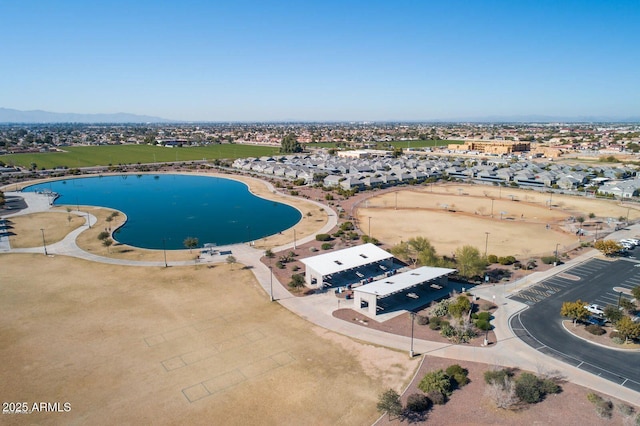 birds eye view of property featuring a mountain view